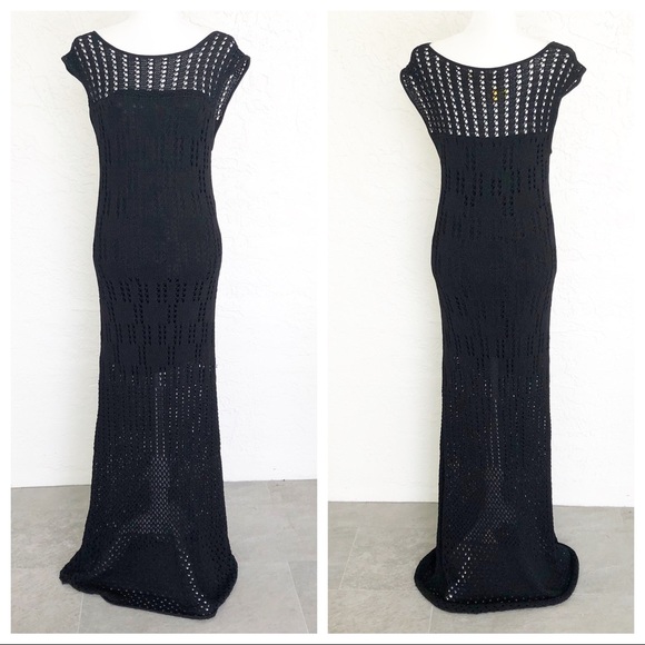 Catherine Malandrino Dresses & Skirts - Catherine Malandrino Black Crochet Evening Dress L